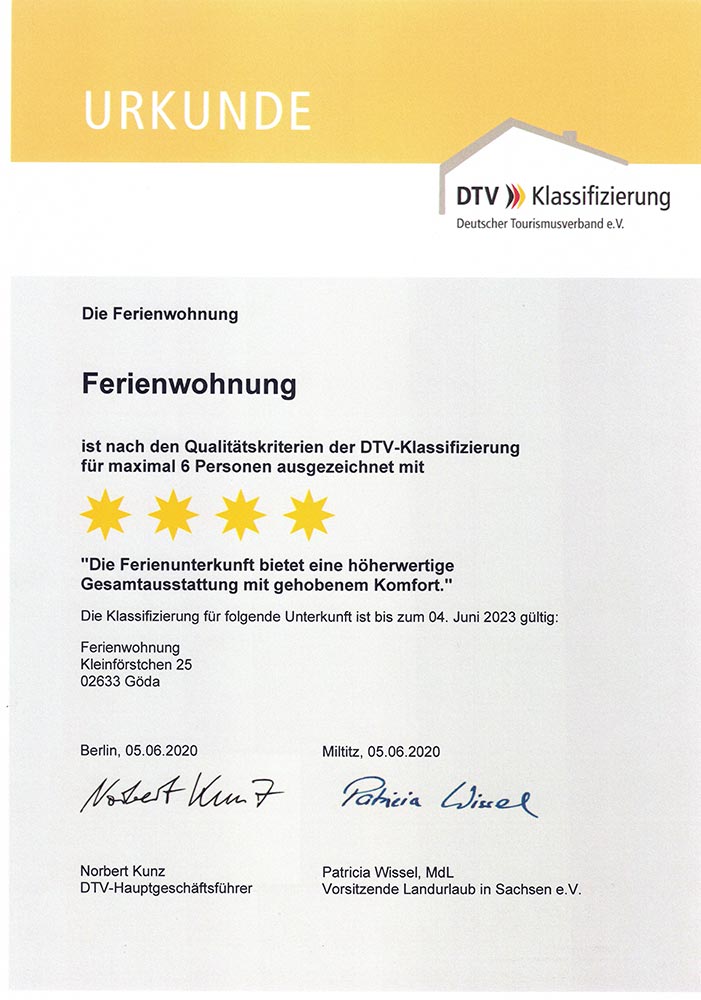 Klassifizierung FeWo Oberförstchen Klassifizierung FeWo Oberförstchen